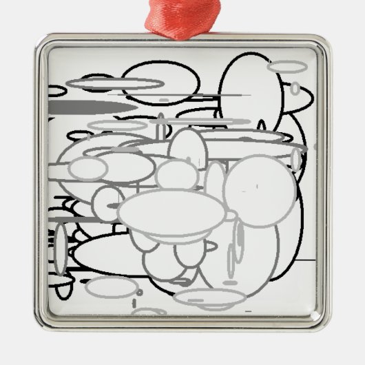 Zwarte witte grijze cirkels, digitale kunst van Ki Metalen Ornament (Voorkant)