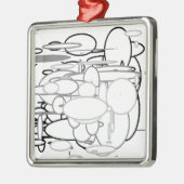 Zwarte witte grijze cirkels, digitale kunst van Ki Metalen Ornament (Links)