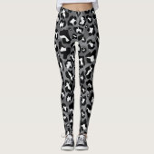 Zwarte, witte, grijze luipaardprint leggings (Voorkant)