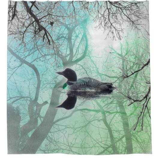 Zwarte witte groene ballon op een meer-douwergordi douchegordijn (Voorkant)