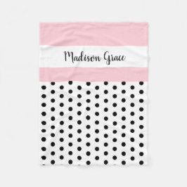 zwarte/witte haarpunten met roze/witte; gepersonal fleece deken