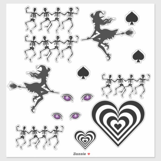 zwarte/witte halloween set sticker (Vel)