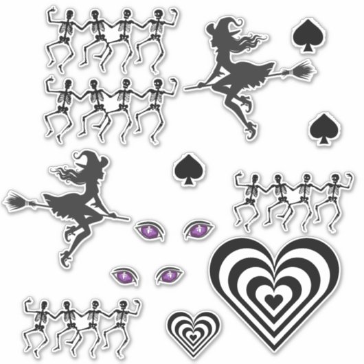 zwarte/witte halloween set sticker (Voorkant)