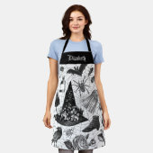 zwarte witte halloween witch schort (Gedragen)