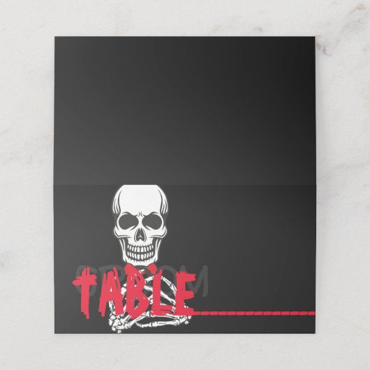 zwarte witte halve schedel plaatskaartje (Buitenkant ongevouwen)