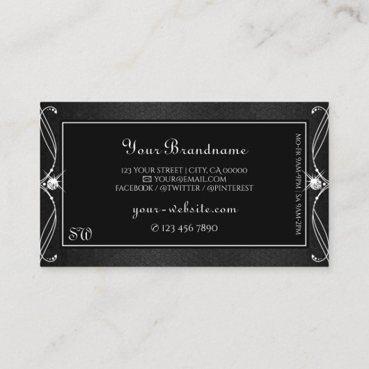 zwarte witte handbessen Initialen Visitekaartje (Achterkant)