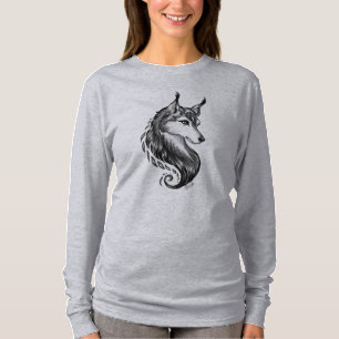 Zwarte witte handdraai met schouderklopje van scho t-shirt