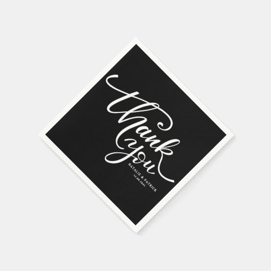 Zwarte & Witte Handje met briefjes Bedankt Servetten (Hoek)