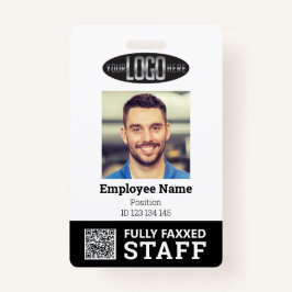 Zwarte Witte Handwerker Foto-ID en QR-code Badge