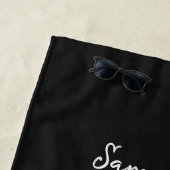 Zwarte witte Harlequin Mad Hatter Checkers Strandlaken (In situ)