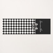 Zwarte witte Harlequin Mad Hatter Checkers Yogamat (Achterkant (horizontaal))