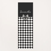 Zwarte witte Harlequin Mad Hatter Checkers Yogamat (Voorkant)