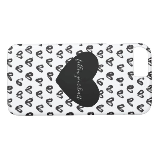 Zwarte witte harten Case-Mate iPhone case (Achterkant (Horizontaal))