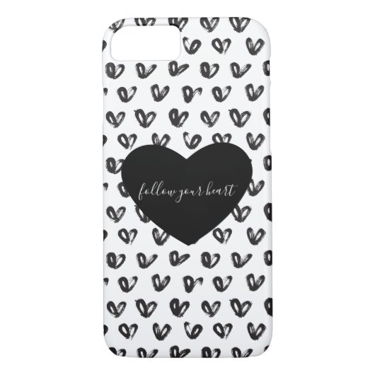 Zwarte witte harten Case-Mate iPhone case (Achterkant)