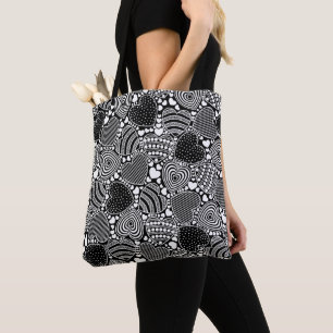Zwarte witte harten tote bag