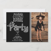 Zwarte witte heks Halloween verjaardagsfeest Kaart (Voorkant)