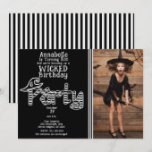 Zwarte witte heks Halloween verjaardagsfeest Kaart (Voorkant / Achterkant)