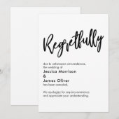 Zwarte witte, helaas ongeldig verklaarde trouwkaar kaart (Voorkant / Achterkant)