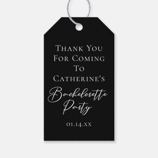 Zwarte Witte Hen Party Persoonlijk Cadeaulabel (Voorkant)