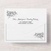 Zwarte, witte  heraldische kam bruiloft all in one uitnodiging (Achterkant)