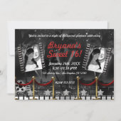 Zwarte witte Hollywood rode loper foto Kaart (Voorkant)