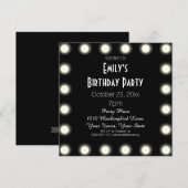 Zwarte & Witte Hollywood Theme Birthday Party Kaart (Voorkant / Achterkant)
