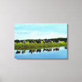 Zwarte, witte Holstein Koeien in de wei Canvas Afdruk (Voorkant)