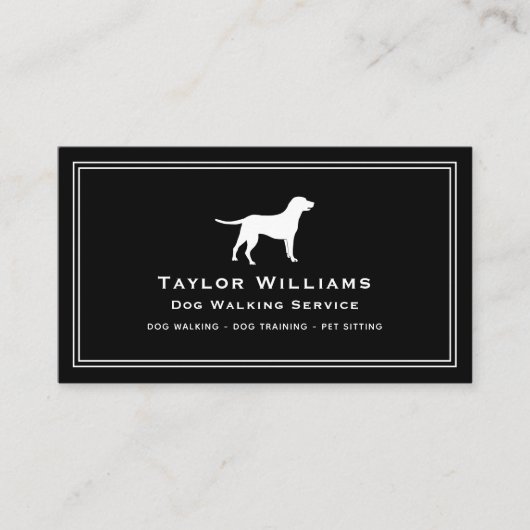Zwarte Witte Hond Walker Puppy Trainer Huisdier Zi Visitekaartje (Voorkant)