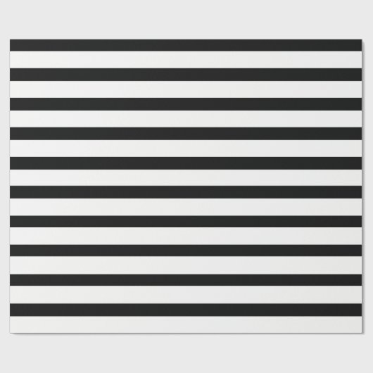 Zwarte, witte horizontale streep cadeaupapier (Vlak)