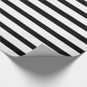Zwarte, witte horizontale streep cadeaupapier (Hoek)