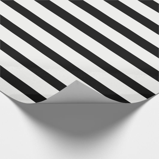 Zwarte, witte horizontale streep cadeaupapier (Hoek)