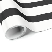 Zwarte, witte horizontale streep cadeaupapier (Rol Hoek)