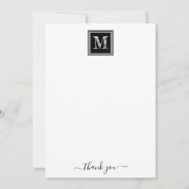 zwarte witte horsmakreel | Modern monogram Bedankkaart