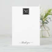 zwarte witte horsmakreel | Modern monogram Bedankkaart (Staand voorkant)