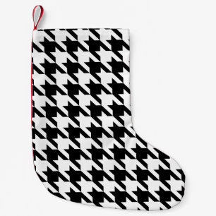 zwarte witte houndstooth kleine kerstsok