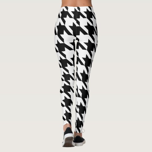 zwarte witte houndstooth leggings (Achterkant)