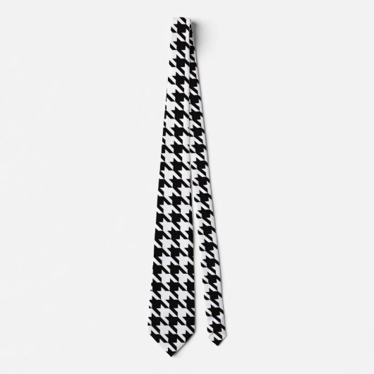 Zwarte & Witte Houndstooth stropdas (Voorkant)