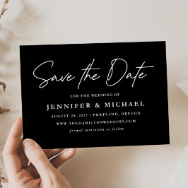 Zwarte Witte Huwelijkskaart met Informele Letter Save The Date
