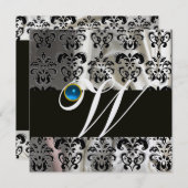 ZWARTE WITTE ICE SILK DAMASK MONOGRAM BLUE SAPPHIR KAART (Voorkant / Achterkant)