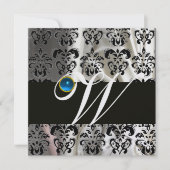 ZWARTE WITTE ICE SILK DAMASK MONOGRAM BLUE SAPPHIR KAART (Voorkant)