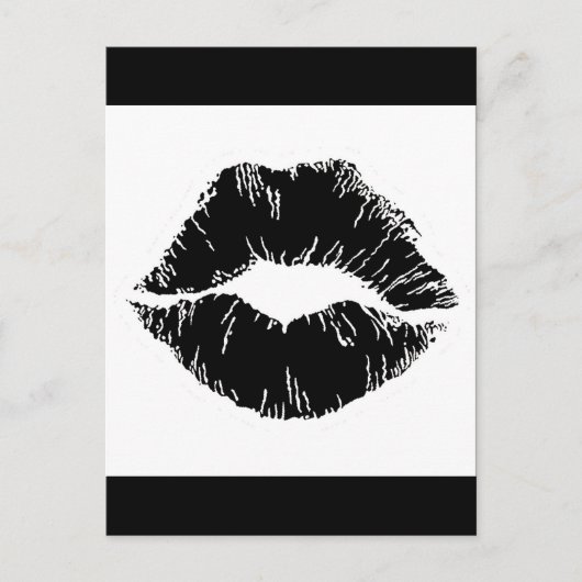 ZWARTE WITTE ICON KISS LIPS SMILE VROUWEN MAKEUP BRIEFKAART (Voorkant)