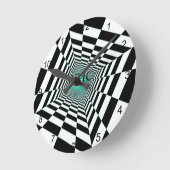 Zwarte witte illusie ronde klok (Hoek)