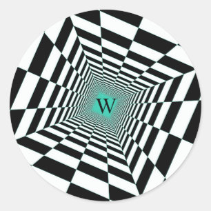 Zwarte witte illusie ronde sticker