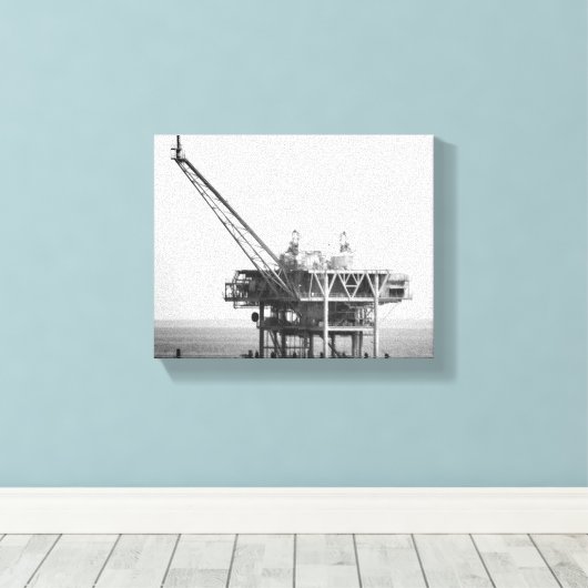 Zwarte & witte industriële rand in de Golf van 8x1 Canvas Afdruk (Insitu (Houten vloer))