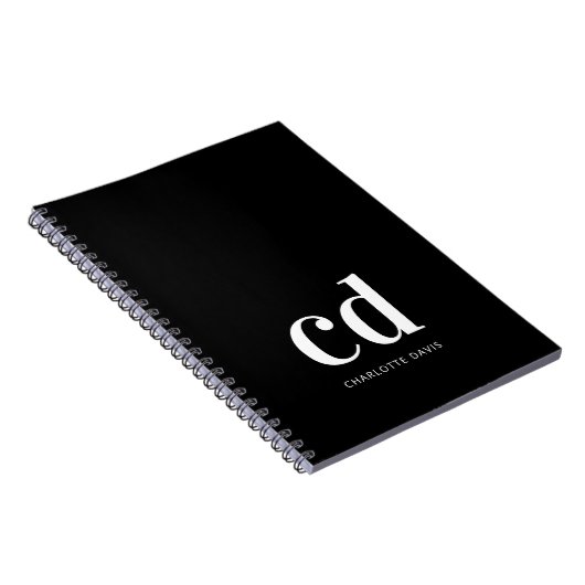 Zwarte witte initialen minimaliseren moderne notitieboek (Rechterzijde)