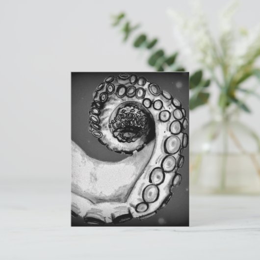  zwarte & witte inktvis briefkaart (Staand voorkant)