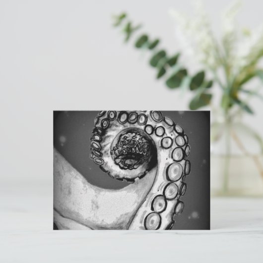 zwarte & witte inktvis briefkaart (Staand voorkant)