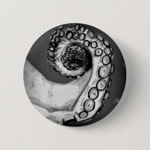 zwarte & witte inktvis ronde button 5,7 cm