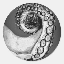  zwarte & witte inktvis ronde sticker