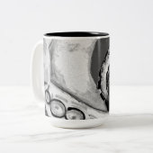 zwarte & witte inktvis tweekleurige koffiemok (Voorkant links)